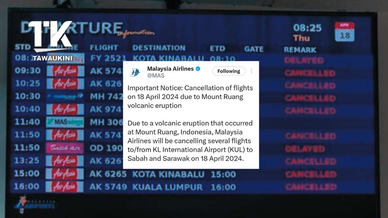 Letusan Gunung Berapi Ruang, Malaysia Airlines Batal Penerbangan